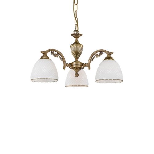 Люстра подвесная  L 8601/3 Reccagni Angelo белая на 3 лампы, основание античное бронза в стиле классический  фото 2