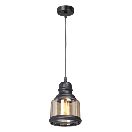 Светильник подвесной V4532-1/1S Vitaluce янтарный 1 лампа, основание чёрное в стиле лофт 
