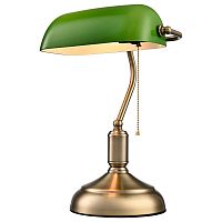 Настольная лампа офисная 322-504-01 Velante зелёная на 1 лампу, основание бронзовое металл в стиле винтаж классический зелёная лампа Настольная лампа офисная 322-504-01 Velante зелёная на 1 лампу, основание бронзовое металл в стиле винтаж классический зелёная лампа