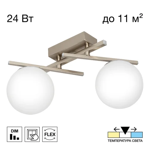 Светильник потолочный LED Dorsy CL223121 Citilux белый на 2 лампы, основание матовое хром в стиле современный шар