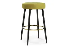 Барный стул Plato 1 khaki 15068 Woodville, зелёный/велюр, ножки/металл/чёрный, размеры - ****420*420