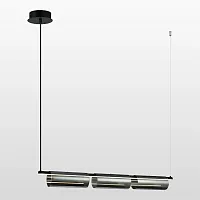 Светильник подвесной LED Carrollton LSP-7201 Lussole серый чёрный 1 лампа, основание чёрное в стиле хай-тек линейный