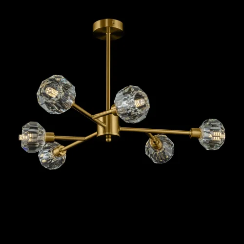 Люстра потолочная Grace FR5114PL-06BZ Freya прозрачная на 6 ламп, основание золотое в стиле классический  фото 3