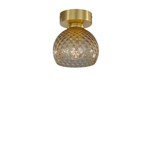 Светильник накладной PL 10032/1 Reccagni Angelo янтарный 1 лампа, основание матовое золото в стиле современный классический круглый