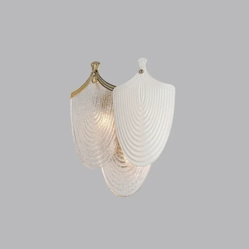 Бра Porcela 5051/3W Odeon Light прозрачный белый на 3 лампы, основание золотое в стиле современный флористика  фото 4