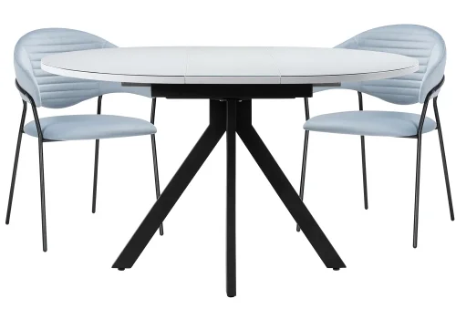 Обеденная группа Алейида белый / голубой / черный глянец 513074 Woodville на 1 , основание в стиле современный Обеденная группа Алейида белый / голубой / черный глянец 513074 Woodville на 1 , основание в стиле современный