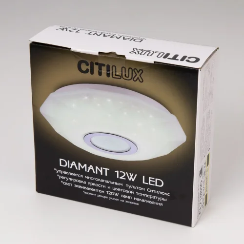 Светильник потолочный LED с пультом Диамант CL713B10 Citilux белый 1 лампа, основание белое в стиле современный хай-тек с пультом фото 5