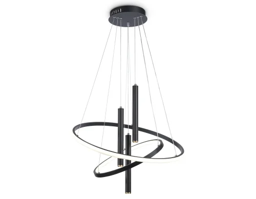 Светильник подвесной LED с пультом FL5372 Ambrella light чёрный 1 лампа, основание чёрное в стиле хай-тек с пультом кольца