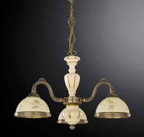 Люстра подвесная  L 6808/3 Reccagni Angelo жёлтая на 3 лампы, основание античное бронза в стиле классический кантри 