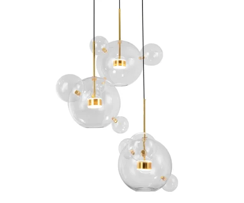 Светильник подвесной LED Галла 07545-4 (3A),21 Kink Light прозрачный 3 лампы, основание золотое в стиле современный каскад шар фото 2