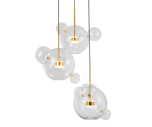 Светильник подвесной LED Галла 07545-4 (3A),21 Kink Light прозрачный на 3 лампы, основание золотое в стиле современный каскад шар фото 2