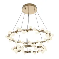 Люстра подвесная LED Tessara MOD081PL-L84G3K Maytoni белая на 1 лампа, основание золотое в стиле современный кольца