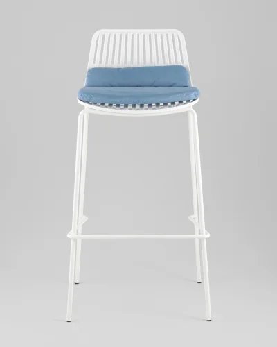 Стул барный Louran с подушкой, белый УТ000040189 Stool Group, голубой/экокожа, ножки/металл/белый, размеры - ***** фото 2