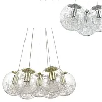 Светильник подвесной MAPA SAT SP7 NICKEL Ideal Lux прозрачный на 7 ламп, основание никель в стиле современный шар
