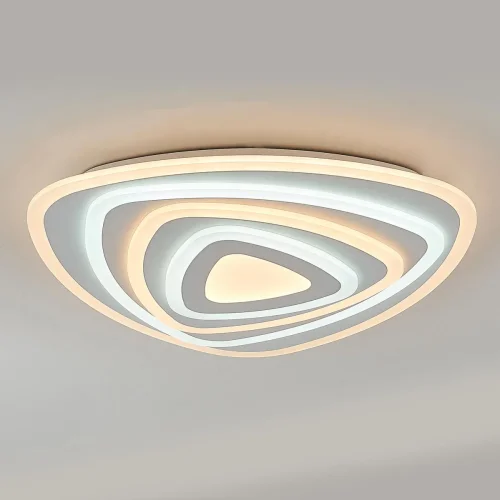 Люстра потолочная LED с пультом Триест Смарт CL737A34E Citilux белая на 1 лампа, основание белое в стиле современный хай-тек с пультом яндекс алиса голосовое управление фото 4