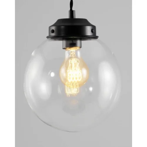 Светильник подвесной Graphic V1670-1P Moderli прозрачный 1 лампа, основание чёрное в стиле лофт шар фото 4