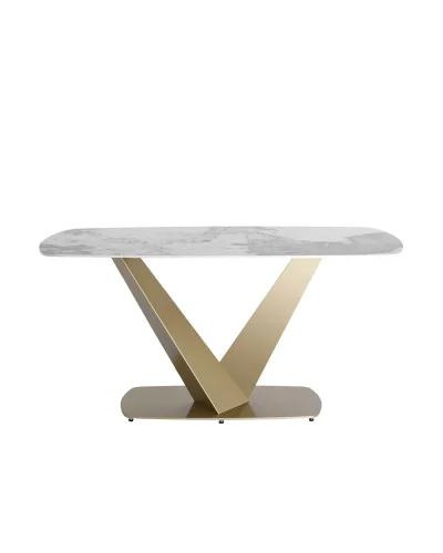 Стол обеденный Аврора, 160*90, керамика светлая УТ000034889 Stool Group столешница мрамор из керамика фото 4