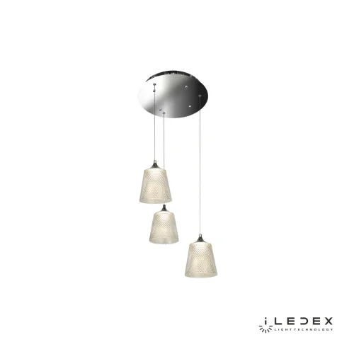 Светильник подвесной LED Flora WD8007-3 CR iLedex прозрачный 1 лампа, основание хром в стиле современный хай-тек каскад фото 2