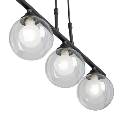 Светильник подвесной V4982-1/3S Vitaluce прозрачный 3 лампы, основание чёрное в стиле арт-деко шар фото 2