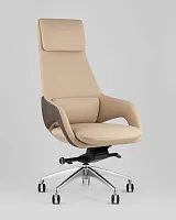 Кресло руководителя TopChairs Reign, бежевый УТ000039415 Stool Group, бежевый/экокожа, ножки/металл/хром, размеры - *1290****
