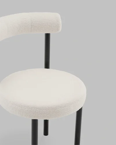 Стул обеденный Флорео букле молочный УТ000041338 Stool Group, белый/букле, ножки/металл/чёрный, размеры - ***** фото 7