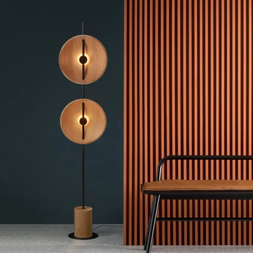 Торшер LED Wood 10451F LOFT IT коричневый на 2 лампы, основание чёрное коричневое в стиле современный лофт фото 5
