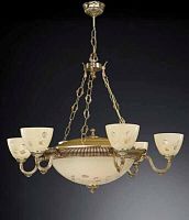 Люстра подвесная  L 6358/6+4 Reccagni Angelo жёлтая на 10 ламп, основание золотое в стиле классический 