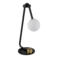 Настольная лампа Dexter 6500/1T Lumion белая 1 лампа, основание чёрное металл в стиле современный шар