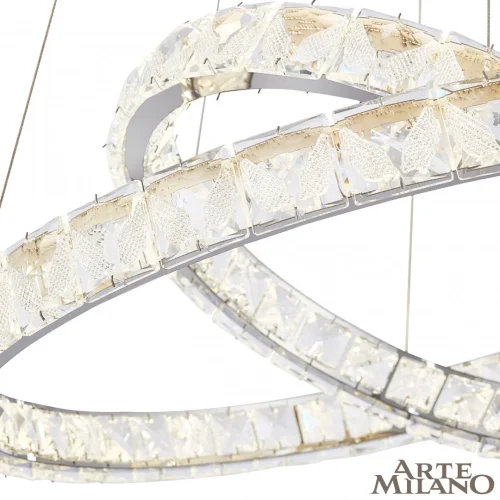 Люстра подвесная LED с пультом AM-Venezia 311311/D800-D600 NI Arte Milano прозрачная на 1 лампу, основание никель в стиле современный кольца с пультом фото 6