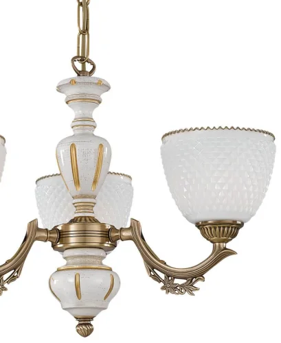 Люстра подвесная  L 8656/3 Reccagni Angelo белая на 3 лампы, основание античное бронза в стиле кантри классический  фото 3