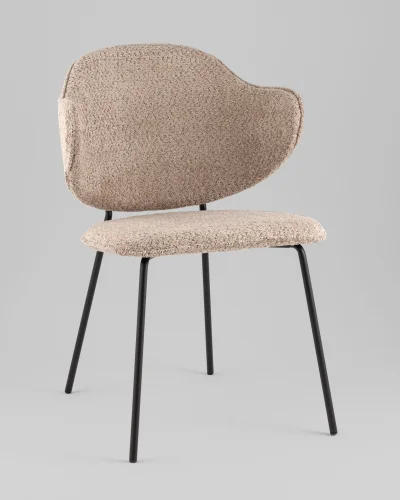 Стул Bellamy, букле кофейный УТ000040257 Stool Group, бежевый коричневый/букле, ножки/металл/чёрный, размеры - *820****