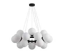 Люстра подвесная Сида 07508-20A,19 Kink Light белая на 20 ламп, основание чёрное в стиле современный молекула шар