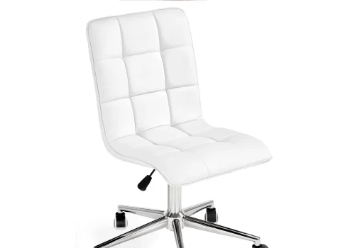 Компьютерное кресло Квадро экокожа белая / хром 539654 Woodville, белый/экокожа, ножки/металл/хром, размеры - *960**** фото 7