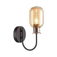 Бра лофт Grif 4700/1W Odeon Light янтарный 1 лампа, основание бронзовое чёрное в стиле лофт кантри замковый 