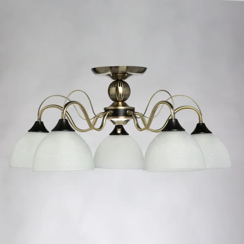 Люстра потолочная Олимп 318014905 DeMarkt белая на 5 ламп, основание бронзовое в стиле классический  фото 3