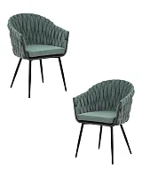 Стул обеденный набор 2 шт. SET-2 9691-LM MATILDA, цвет сиденья зеленый (LAR-275-23), цвет основания черный Dobrin, /текстиль, ножки/металл/чёрный, размеры - *860***620*560