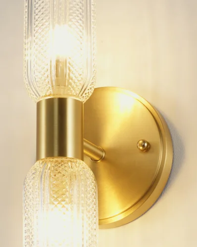 Бра Brass V11018-2W Moderli прозрачный на 2 лампы, основание золотое латунь в стиле современный американский фото 3