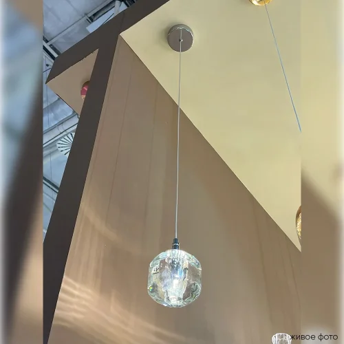 Светильник подвесной BOX SP1 CHROME/TRANSPARENT Crystal Lux прозрачный на 1 лампу, основание хром в стиле современный фото 2