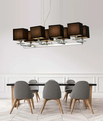 Люстра подвесная Fianelo LDP 1248-8 BK Lumina Deco чёрная на 8 ламп, основание хром в стиле классический 