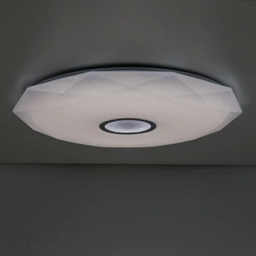Светильник потолочный LED с пультом с Алисой Диамант Смарт CL713A100G Citilux белый 1 лампа, основание белое в стиле современный с пультом фото 2