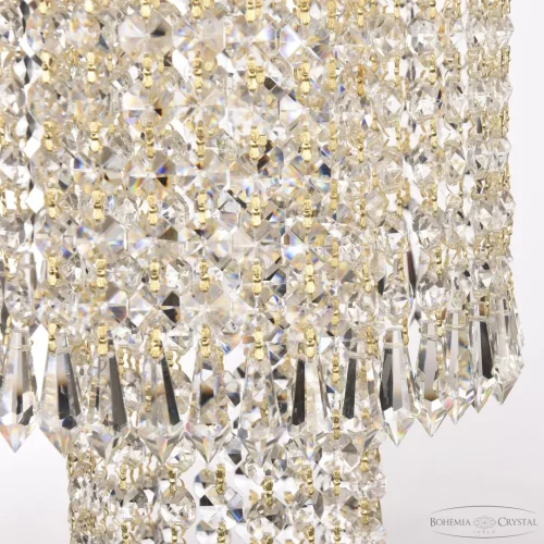 Люстра каскадная хрустальная 77321/50-150 G Bohemia Ivele Crystal прозрачная на 17 ламп, основание золотое в стиле классический drops фото 5