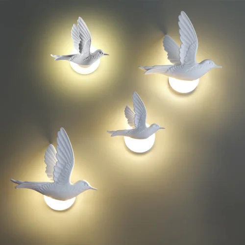 Бра LED Colombella 4310/3WLA Odeon Light белый на 1 лампа, основание белое в стиле современный птички фото 5