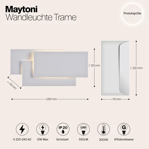 Бра LED Trame C804WL-L12W Maytoni белый на 1 лампу, основание белое в стиле современный фото 9