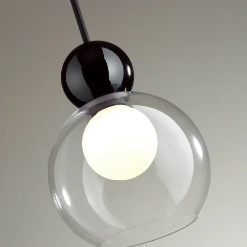 Светильник подвесной Blacky 5021/1 Odeon Light белый 1 лампа, основание чёрное в стиле современный шар фото 5