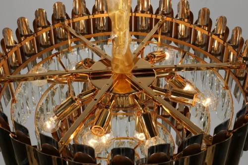 Люстра подвесная хрустальная Malgrate OML-81403-13 Omnilux прозрачная на 13 ламп, основание золотое в стиле классика  фото 3