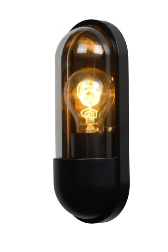 Настенный светильник уличный Capsule 29897/01/30 Lucide уличный IP65 чёрный на 1 лампу, плафон прозрачный в стиле классический E27