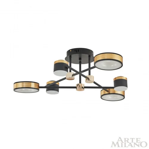 Люстра потолочная LED Ferrara-71040 271040/6 BK/GD Arte Milano белая на 1 лампу, основание чёрное в стиле современный хай-тек фото 6