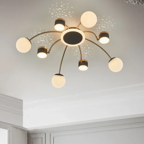 Люстра потолочная LED Ferrara-71040 271040/8 BK/GD Arte Milano белая на 1 лампу, основание чёрное в стиле современный хай-тек фото 9