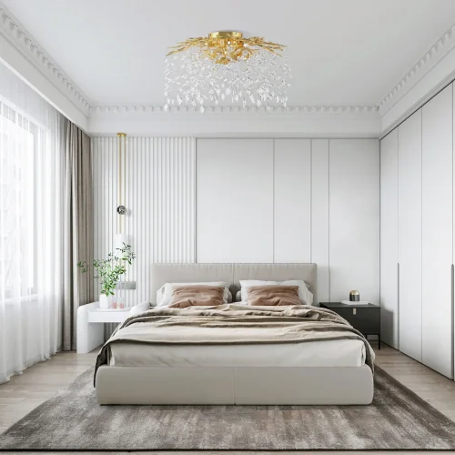 Люстра потолочная Милано-3 23312.700.6.G9.B GD Артемилано прозрачная на 6 ламп, основание золотое в стиле флористика современный ветви фото 2