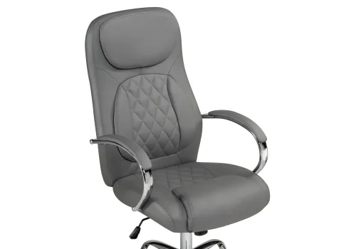 Компьютерное кресло Tron grey 15516 Woodville, серый/искусственная кожа, ножки/металл/хром, размеры - *1210***610*700 фото 6